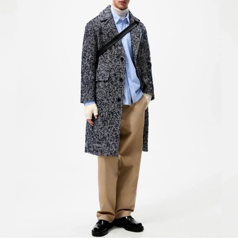Zara Men's Black and White Trench Coat